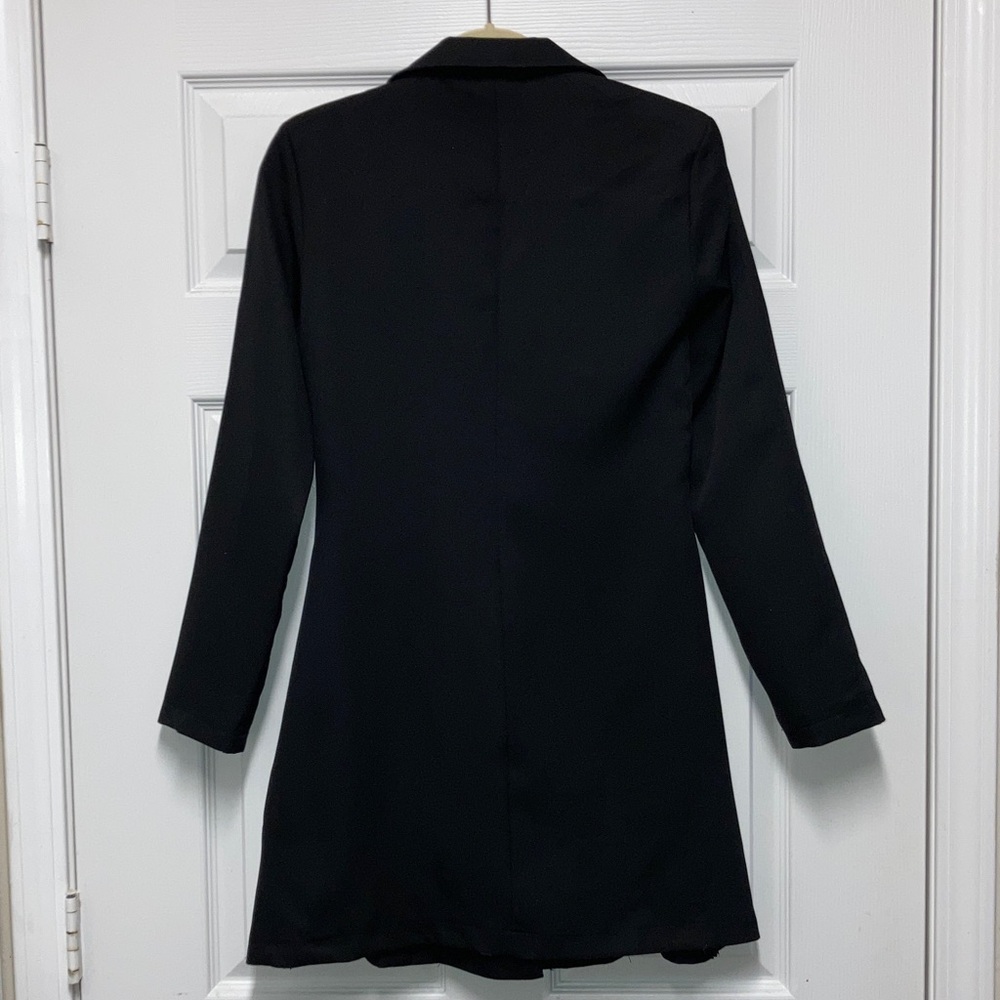 Black Double-Breasted Blazer Dress with Gold Buttons - Picture 4 of 4